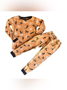Burt's Bee's 4T Boys Girls Orange Black Halloween cotton pajama set